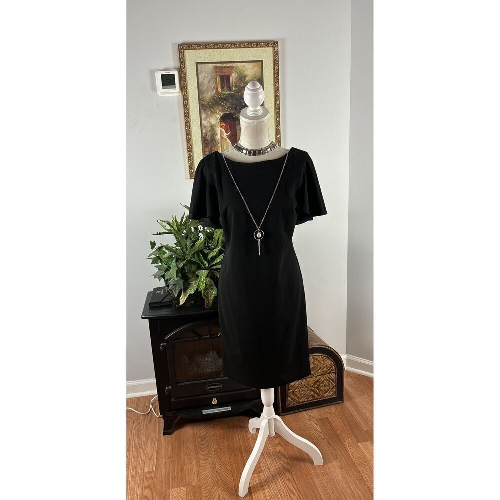 Stella‎ & Julie Women Dress Black Size 6 Cap Sleeve Zipper Closure Embellished